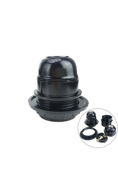 JETTING 1 Black Period Style Screw E27 Light Bulb Lamp Holder Base Pendant Socket E27 Socket Adapter Cartri.
