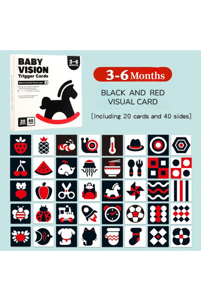 Choice 20 قطعة من بطاقات تحفيز الرؤية للأطفال من عمر 3 إلى 6 أشهر من مونتيسور...