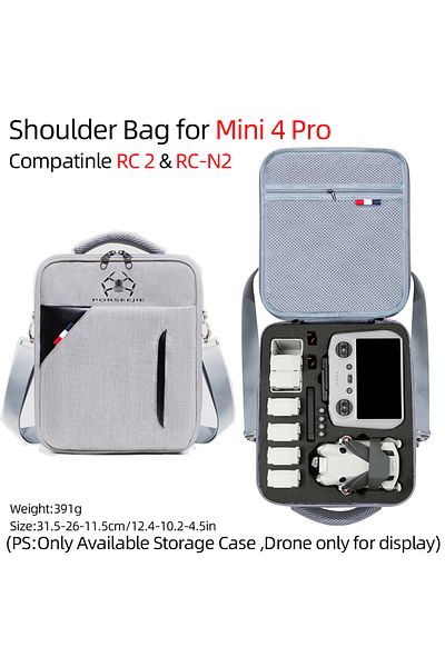 ERIKOLE Grey Black Storage Bag For Mini 4 Pro Shoulder Bag Travel Carrying Case Portable Box For Mini 4 Pro