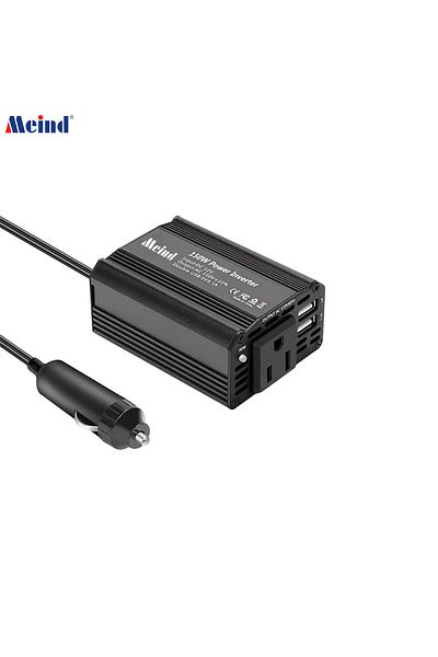 Meind Black 150w Power Inverter 12v To 110v Voltage Converter Car Charger Power Adapter With 2 Usb C