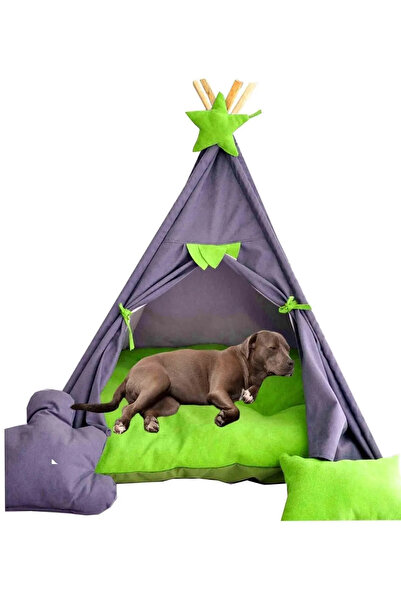 DZGN HOME Büyük Irk Köpek Evi Çadırı Yıkanabilir Yırtılmaz Kumaş Soft Minderli Yastık