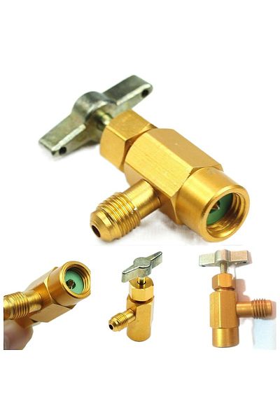 Choice محول خيط 1/4 صمام فتح الصنبور لتوزيع علب المبرد R-134a 60 × 35 مم لمكيف السيارة...