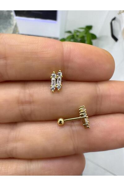 Arescollection zirkon taşlı 1 adet tragus helix lobe conch flat uyumlu pierci...