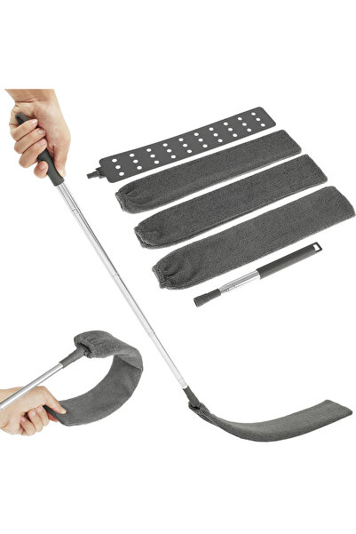 Choice منظف غبار رمادي بفرشاة غبار قابلة للسحب من الألياف الدقيقة ذات فجوة مر...