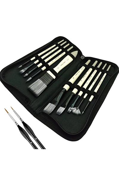 Choice 12pcs Brushes Bag 12pcs Artist Paint Brush Set With Carrying Case Premium Nylon Hair Brushes For Wat
