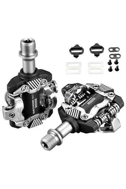 Choice دواسات دراجات جبلية فضية اللون من RACEWORK ذاتية القفل، متوافقة مع دوا...