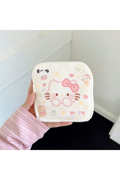 Choice A Kawaii Sanrio Hello Kitty Cartoon Women Tampon Sanitary Napkin Storage Bag Mini Cosmetics Coin Pu.