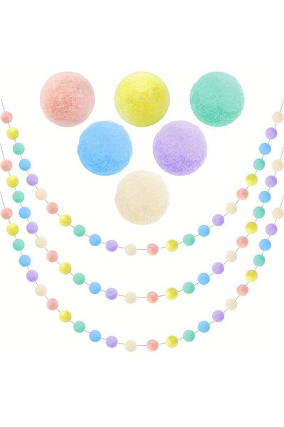 Choice 2m 2m Colorful Pompom Pendant Garland Nordic Series Felt Ball String Hanging Diy Handmade Nursery Ch