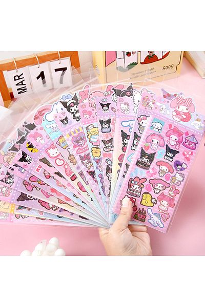 Yi ZHENG 20pcs mixed Sanrio Cartoon 20pcs Sticker Pochacco Kuromi Melody Kitty Kawaii Stickers Student Statio