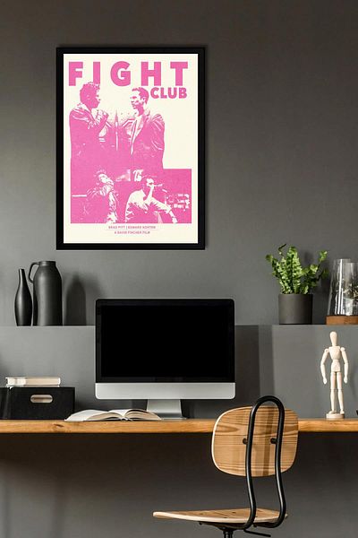 Saturn Fight Club Framed Painting - Fight Club Movie Poster Painting