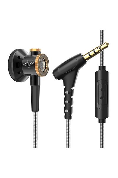 Choice سماعات أذن معدنية D08 HiFi مقاس 3.5 مم برأس مسطح مع ميكروفون سلكي وصوت واضح وباس ...