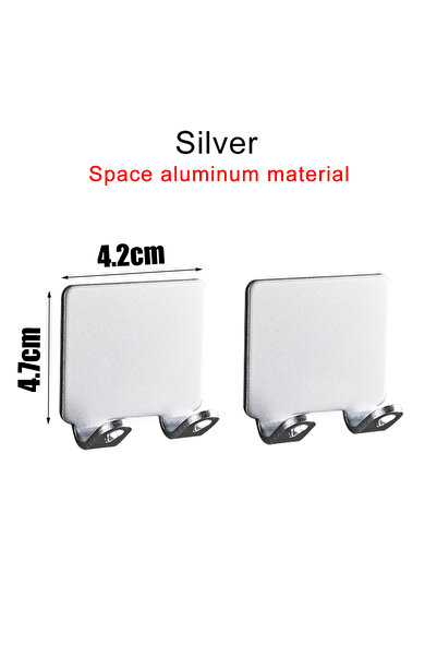 Choice1 Silver 2PCS Bathroom Adhesive Wall Hook Hanging Hooks Wall Coat Rack ...