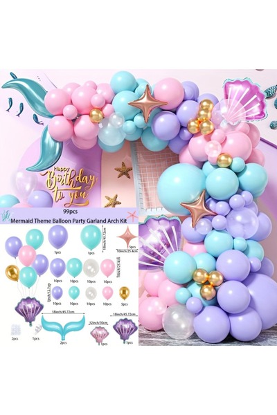 Choice مجموعة أخرى من 99 قطعة من أقواس البالونات ذات طابع حورية البحر مناسبة ...