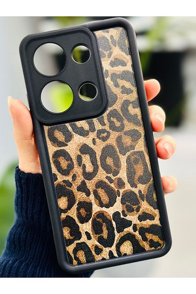 Go Aksesuar جراب سيليكون بتصميم جلد الفهد متوافق مع Redmi Note 13 Pro 4G