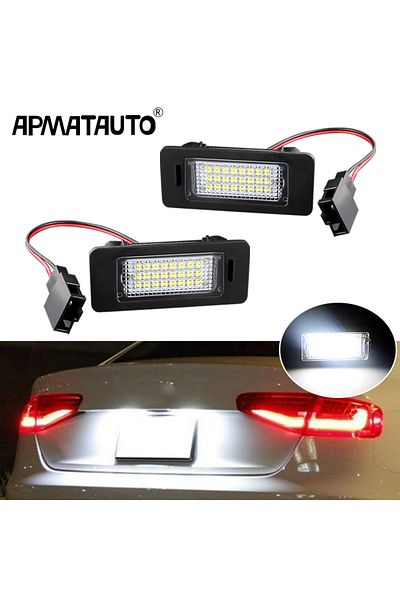 APMATAUTO 2pcs Led Light 2pcs Car No Error Canbus Led License Number Plate Lights Bulb For Audi A1 A4 B8 A5 S5