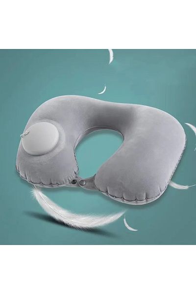 Choice Grey-a U-shaped Inflatable Travel Pillow Portable Air Neck Support Cushion Comfortable Sleeping Pres