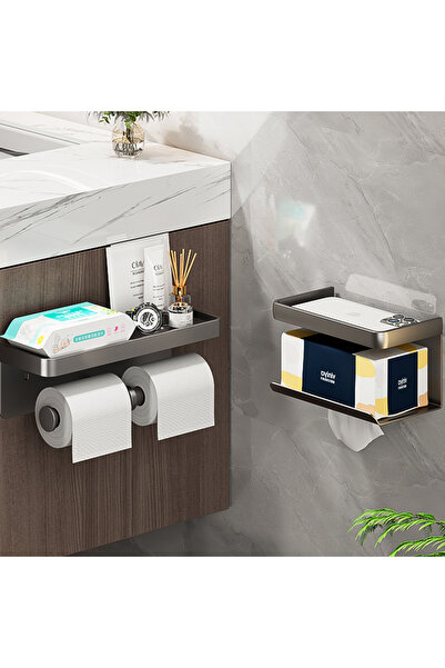 Choice1 LargeToilet Toilet Paper Holder Wall Mounted Paper Roll Holder With Storage Tray Mobile Phone Hol...