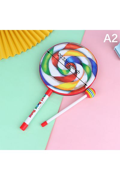 Choice A2 6inch 8inch 10inch Lollipop Hand Drum Percussion Instruments Colorful Dance Props Infant Musical