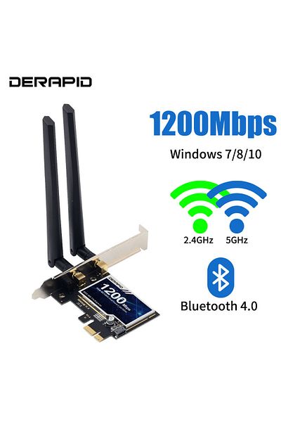 DERAPID Pce-ac1200 1200mbps Wireless Pci-e Adapter 802.11ac Bluetooth 4.0 Wifi Wlan Card 2.4g/5ghz Desktop W
