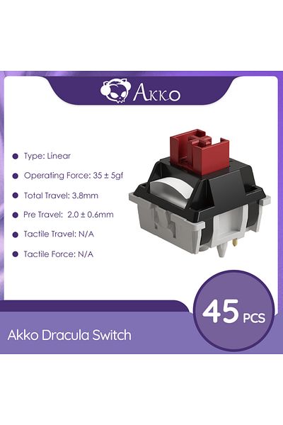 Choice 45pcs Akko Dracula Switch 35±5gf Linear Switch 5 Pins Hot Swap Factory Lubed Pok Dust-proof Stem Wit