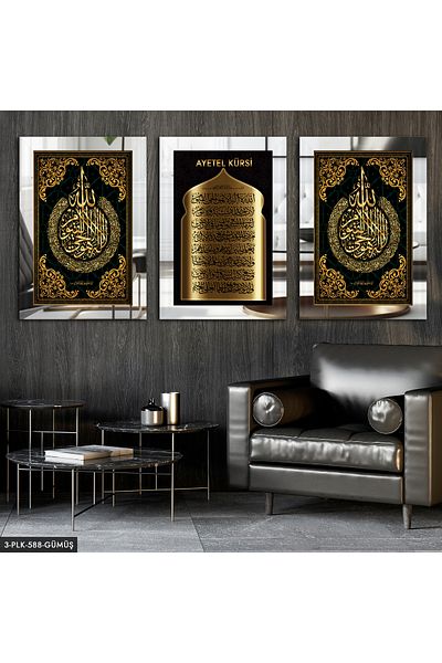 Evinemoda Ayetel Kursi Silver 3 piese de pictură din plexiglas