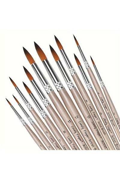 Choice 12pcs Round Brushes 12pcs Professional Paint Brushes Set Round Pointed Tip Nylon Hair Artist Acrylic