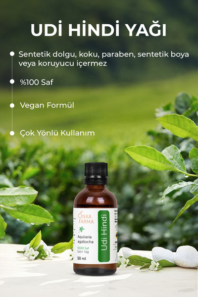 OnkaFarma Onka Farma Udi Hindi Yağı Udim Yağı 50 ml %100 Doğal ve Saf Yumuşak İçim