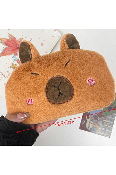 Choice Cartoon Capibara Plush Pencil Case Capybara Large Capacity Pen Pouch Stationery Storage Bag Cosme...
