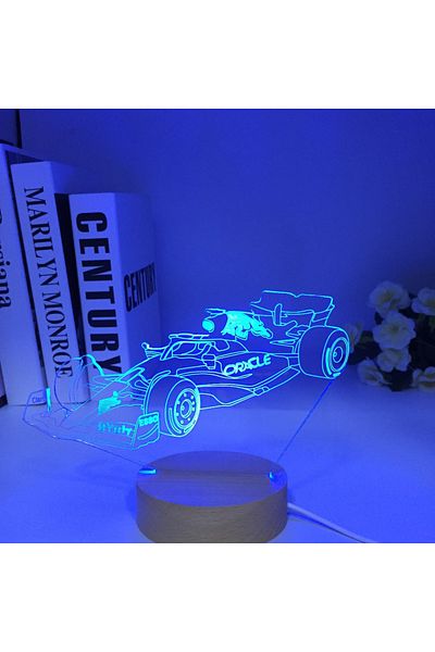 Choice 7 Colors Change 3d Illusion Lamp F1 Wooden Sports Car Nightlight For Child Bedroom Decor Color Chang