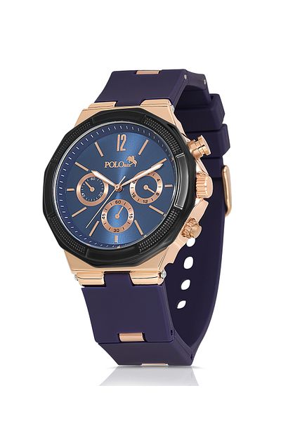 Polo Air Rubber Band Metal Case Men Wrist Watch Navy Blue Copper Color Pl-0973E3X