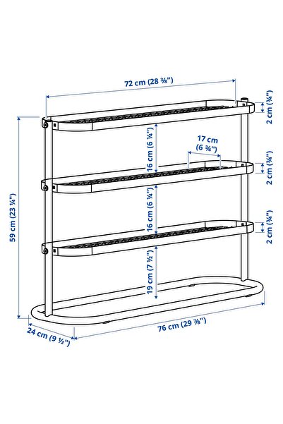 IKEA ayakkabılık, siyah, 76x24x59 cm Genişlik: 76 cm Derinlik: 24 cm Yükseklik: 59 cm