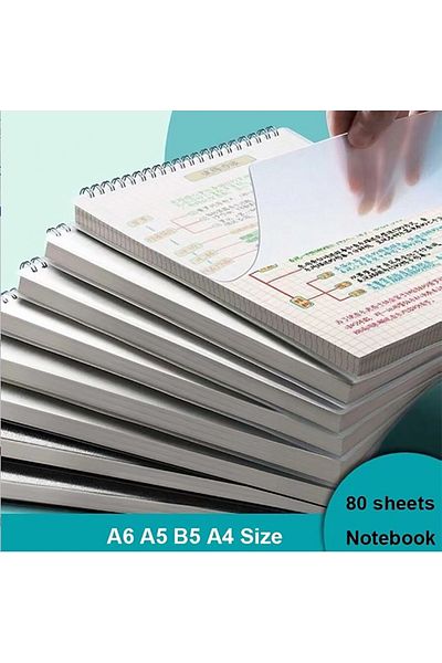 Choice B5 A5/B5/A4 Coil Notebook Grids Upward Flipping Notepad 80 Sheets Hard Cover Sketchbook School Offic