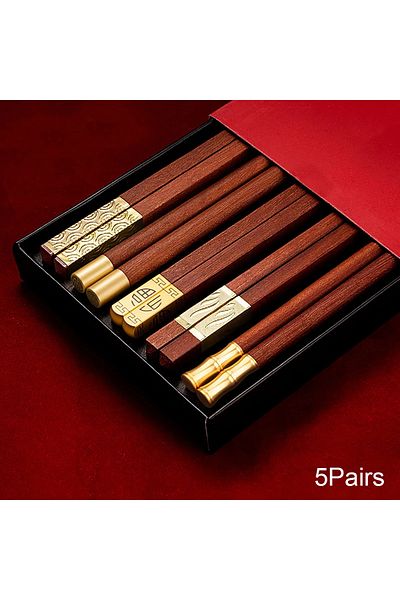 Choice 5pairs Mix Red Wood 5/6/8/10 Pairs Chinese Chopsticks High Quality Beautiful Tableware Non Slip Sush