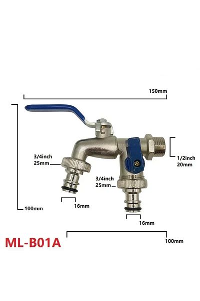 Choice أخرى Ml-b01a 1/2'' 3/4'' موصل مزدوج الرأس لتقسيم المياه محول صمام مفتاح الحديقة