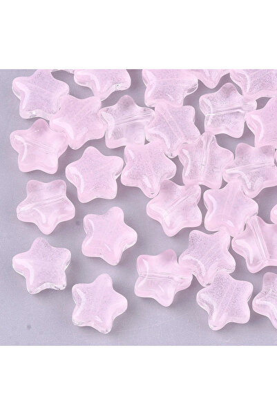 Choice 20 pc Transparent Spray Painted Glass Beads Star Imitation Jelly Pink ...