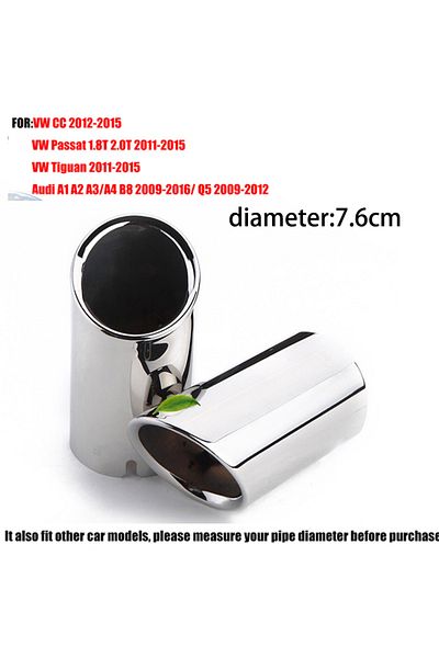 Choice 76mm-sliver Car Exhaust Tip Muffler Pipe Cover For Vw Tiguan Volkswagen Passat B7 Cc 2pcs Auto Acces