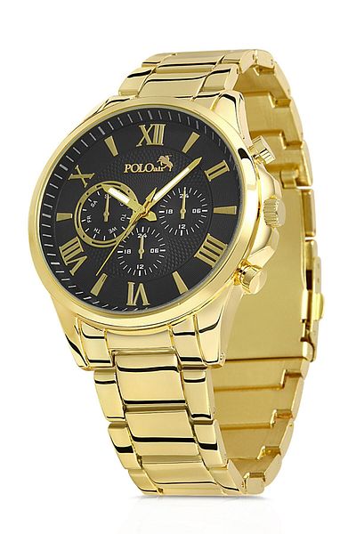 Polo Air Metal Strap Roman Numeral Men's Wristwatch Yellow Color