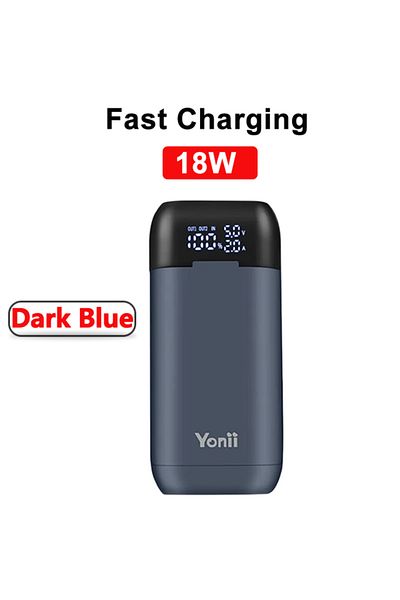 WAPUNO 18w Dark Blue Led 18650 Battery Charger Case Diy Power Bank Box Portable Qc3.0 Pd 18w Fast Charging