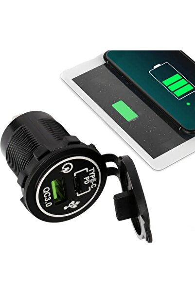 Genel Markalar PANO TİP USB 3.0 + TYPE-C ARAÇ ŞARJ SOKETİ 12-24V MAVİ