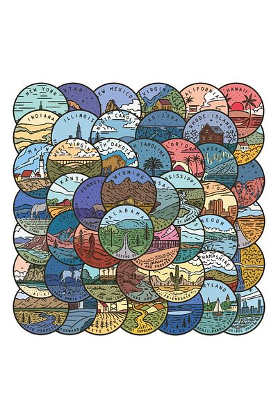 Choice City 50pcs 50pcs American 50 States Tourism Landscape City Stickers Diy Phone Bike Wall Scrapbook Mo