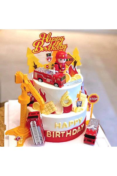 Choice Fire Truck Fireman Cake Topper Birthday Decoration Firefighter Hero Theme Cake Topper Birthday Pa...