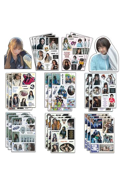 Choice 8PCS/SET new jeans new Korean women's group high-end beauty DIY sticker desktop Stationery Cup mo...