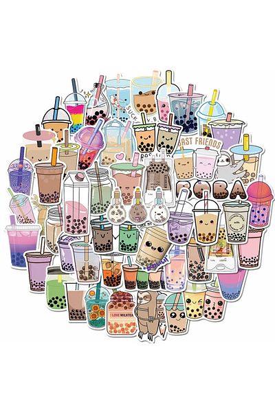 Choice 50pcs 10/30/50pcs Cute Pearl Milk Tea Stickers Bubble Tea Drink Cartoon Decals For Kid Diy Laptop Wa