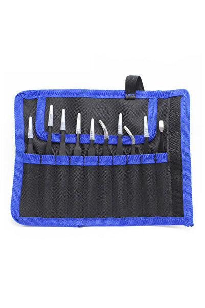 Binoax مجموعة مكونة من 10 قطع من ملاقط الفولاذ المقاوم للصدأ ESD الدقيقة المضادة للكهرباء الساكنة أدوات إصلاح صناعية ملاقط