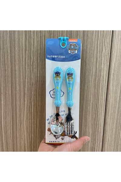 Choice 225pp346-bu 1set Original Box Genuine Paw Patrol Cartoon Kids Spoon Fork Set Dessert Chase Skye Baby