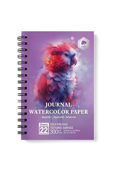 Choice Other 100% Cotton Watercolor Travel Journal - 22 Sheets 5.5x8.5-inch Cold Pressed Watercolor Paper -