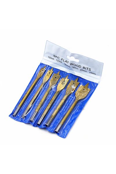 Binoax Gold 6 Pcs Spade Drill Bit Set Paddle Flat Bits Hole Cutter Titanium Coating Carbon Steel Woodworkin
