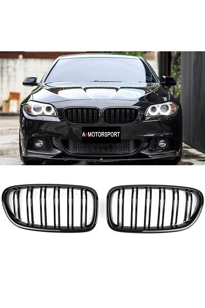 Choice Glossy Black Car Gloss Black Kidney Grill Dual Slats Racing Grill For Bmw 5 Series F10 F11 F18 520d