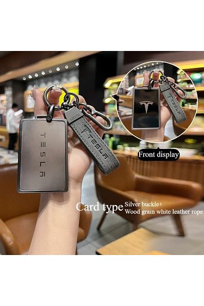 Choice Dark Grey Car Card Key Holder Protector Case Cover Applicable To Tesla Model3/modely/modelx Wood Gra