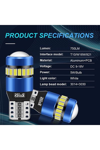NLpearl T10 قطعتان 6500 كيلو أبيض قطعتان W5w T10 LED لمبات Canbus لا يوجد خطأ إضاءة خلوص داخلية للسيارة